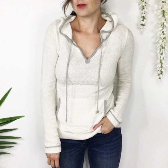 sparrow Sweaters - ANTHRO SPARROW knit hoodie contrast piping 0507